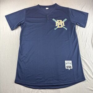 Milwaukee Brewers Mesh Jersey Adult M Blue MLB Baseball CBS News 58 Promo 51104